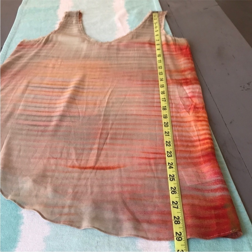 Helmut Lang Asymmetrical Hem Ombre Stripe Sleeveless Silk Blend Tank Top‎ - Picture 8 of 10
